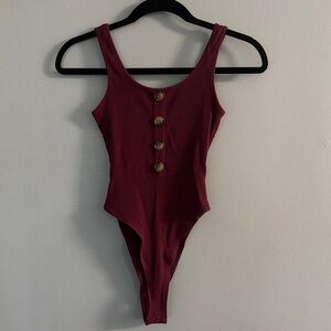 Burgundy Ribbed Women’s SHEIN Body Suit